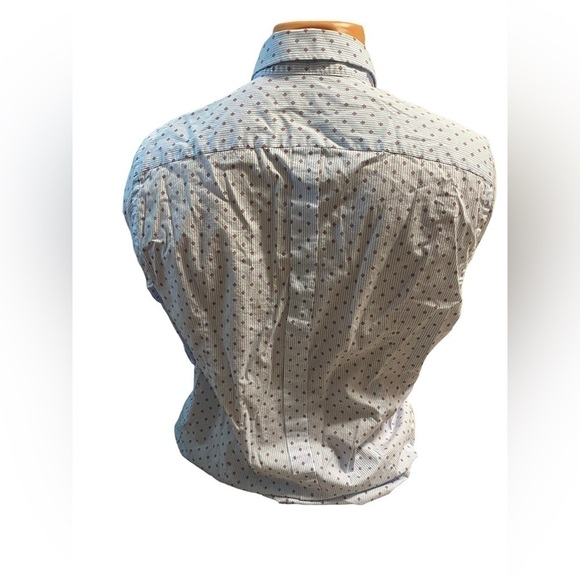 TRUSSARDI JEANS MEN’S LONG SLEEVE SHIRT BLUE & WHITE STRIPED  BUTTON DOWN S SLIM - Picture 2 of 11